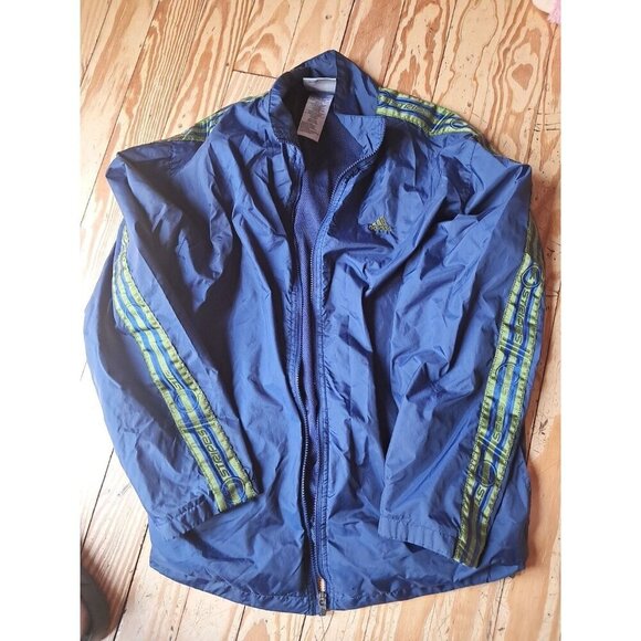 Adidas Hooded Windbreaker Jacket Mens Size Medium Black Full Zip Y2K Skater - Picture 1 of 3